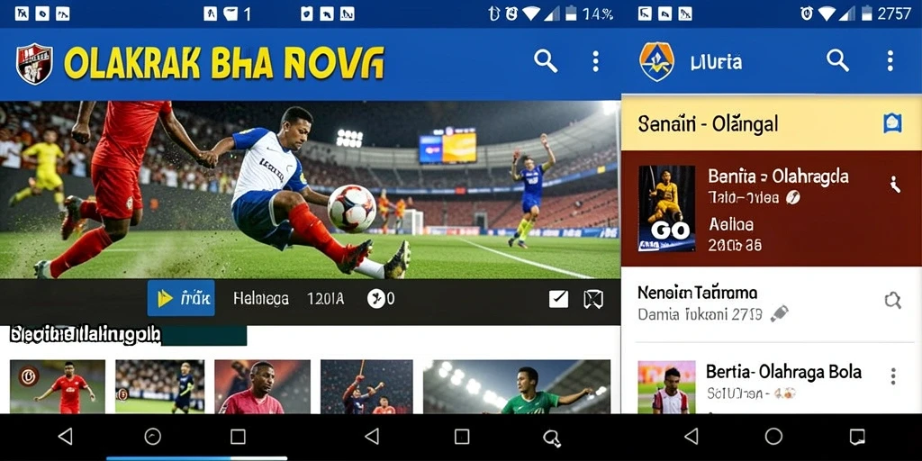 Tampilan antarmuka aplikasi 2757 untuk berita olahraga bola.
