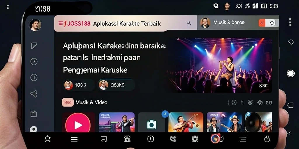Antarmuka aplikasi JOSS188 untuk pengalaman Karaoke yang menyenangkan.