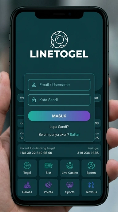 Tampilan halaman login linetogel