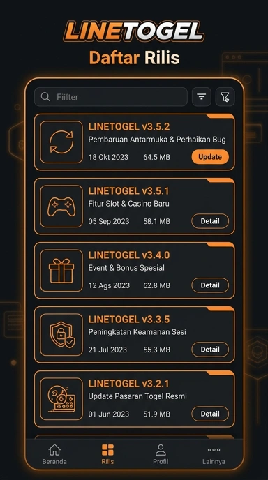 Tampilan riwayat versi linetogel